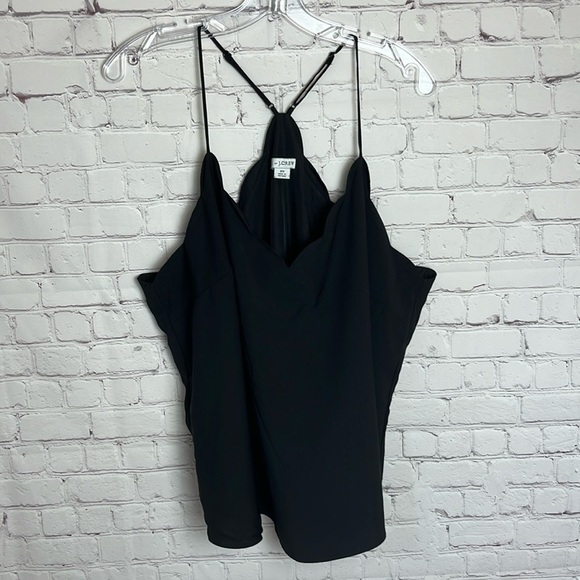 J. Crew Tops - J. Crew Scalloped Black Cami Tank Blouse